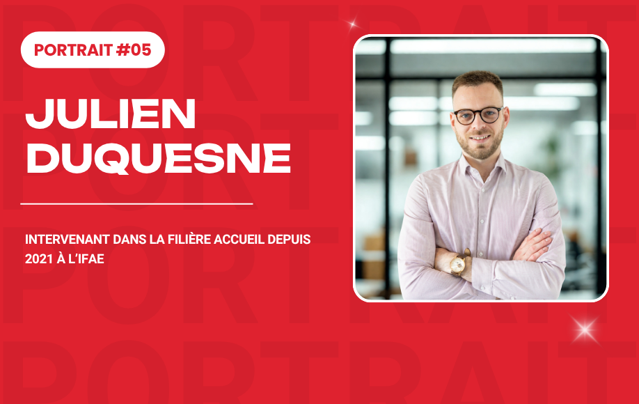 Portrait professionnel sur fond rouge dynamique
