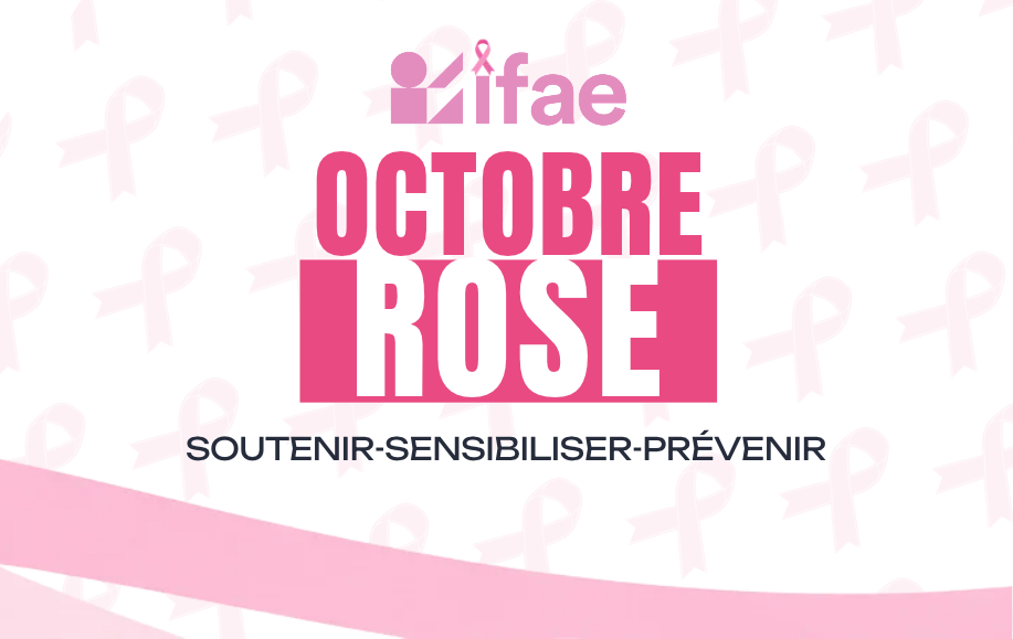 Affiche Octobre Rose avec rubans roses et slogan