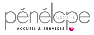 Logo Pénélope Accueil & Services avec cube rose